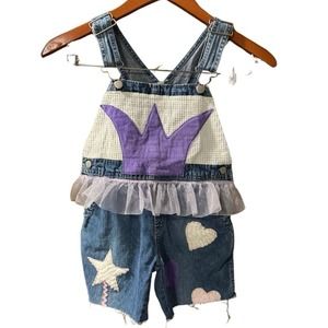 Vintage Osh Kosh B’Gosh Overalls Shorts tutu skirt  Sz 4 stitch textured artsy